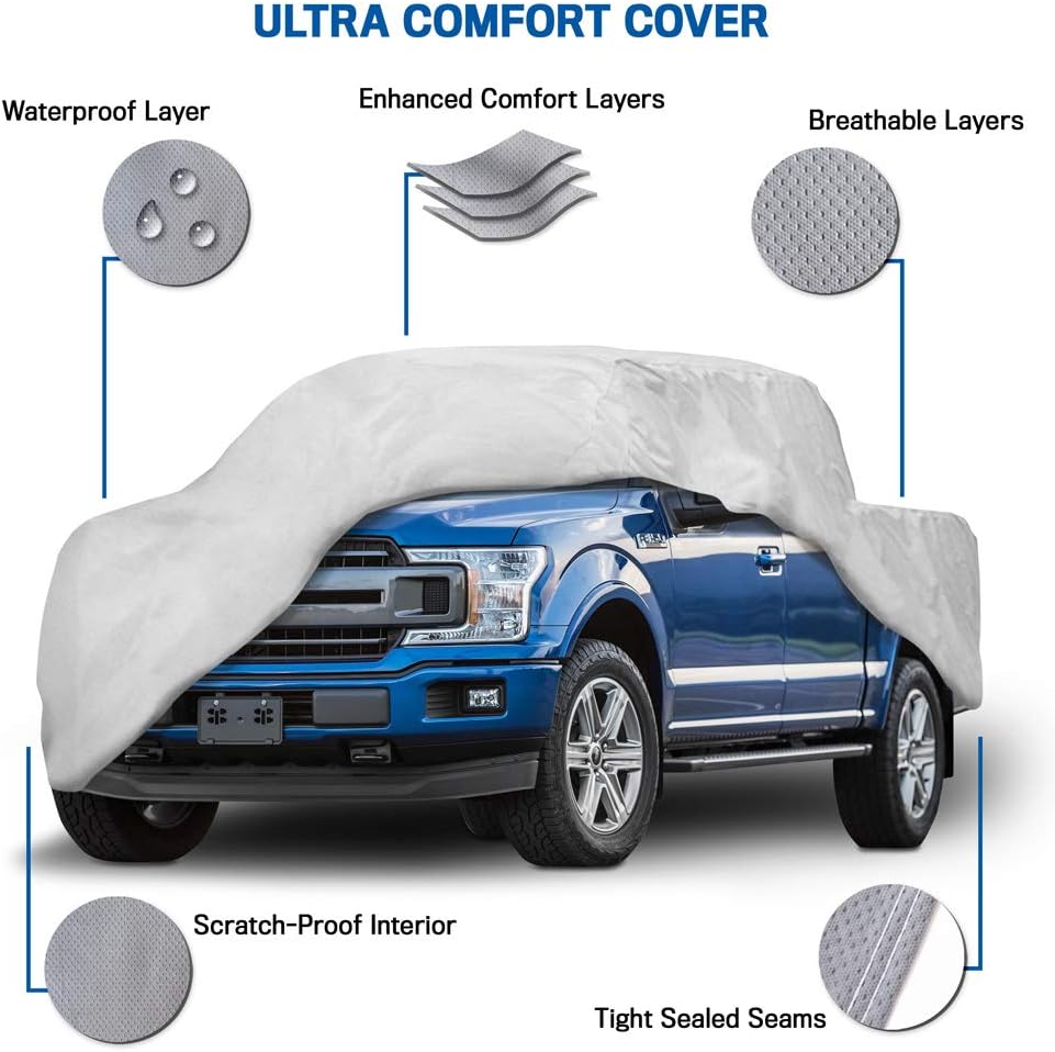 Motor Trend T-800 Truck Cover for Ford F-150 2001-2019 Super Crew/Cab Short Bed Custom Fit All Weather Waterproof Pickup Protection