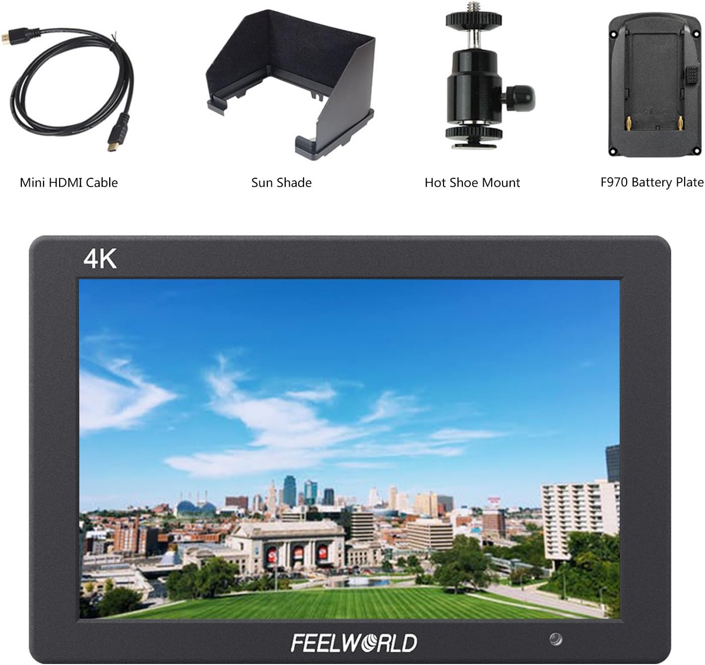 Feelworld T7 7 Camera Field Monitor 4K HDMI Imput Output 1920x1200 IPS Full HD Solid Aluminum Housing DSLR Video Assist with Peaking Focus False Colors (with Battery and Charger)