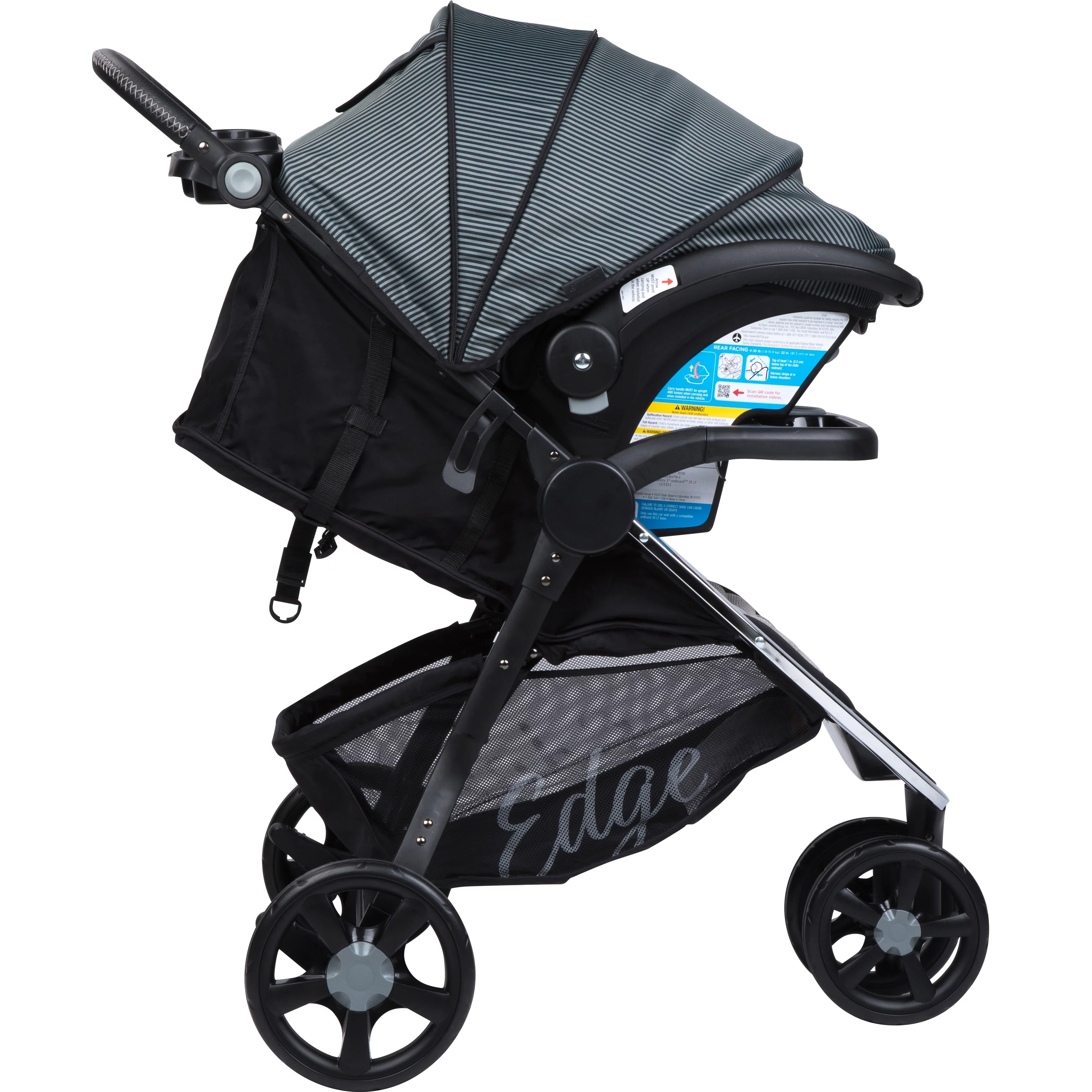 Monbebe Edge Travel System Stroller and Rear-Facing Infant Car Seat, Pinstripe