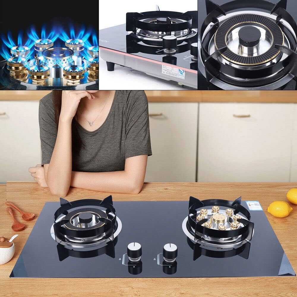 Gas Cooktop 2 Burners,Portable Stainless Steel Built-in Gas Hob Double Burner Gas Stoves Kitchen Slope Edge Tempered Glass LPG/NG Dual Fuel Easy to Clean for RVs, Apartments, Outdoor