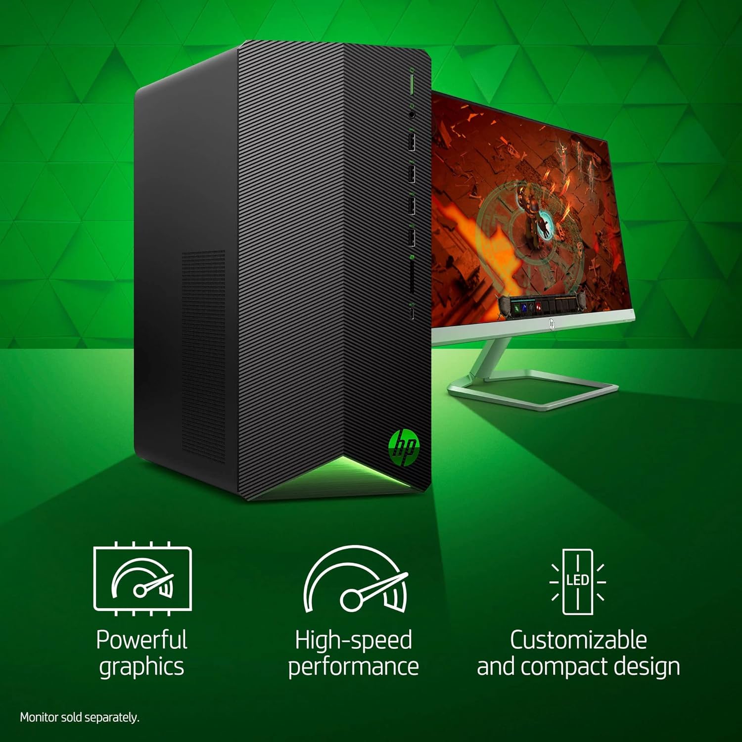 HP Pavilion Gaming Desktop PC AMD Ryzen 5 5600G Processor, AMD Radeon RX5500, 8GB RAM, 256GB PCIe NVMe M.2 SSD, with Mouse and Keyboard Windows 10 Home (TG01-2003w)