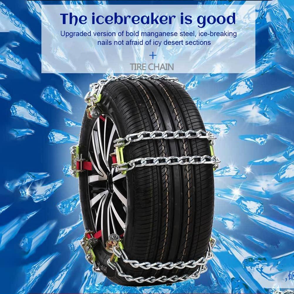Enfudid Snow Chains for Car, Universal Anti Slip Snow Chains for SUV, Trucks, RV of Tire Width 165-275mm (6.5-10.8 inch), Heavy Duty,Thickened,Adjustable,Durable (2-Chains) Pack of 2