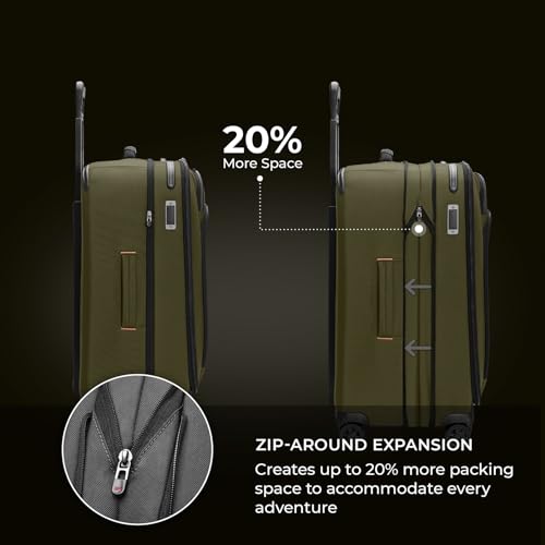 Briggs & Riley Domestic 22" Carry On Expandable Spinner - Luggage for Travel, Suitcases with Wheels, Softside Rolling Bag for Men & Women, Self-Repairing Zipper - ZDX Collection, Black