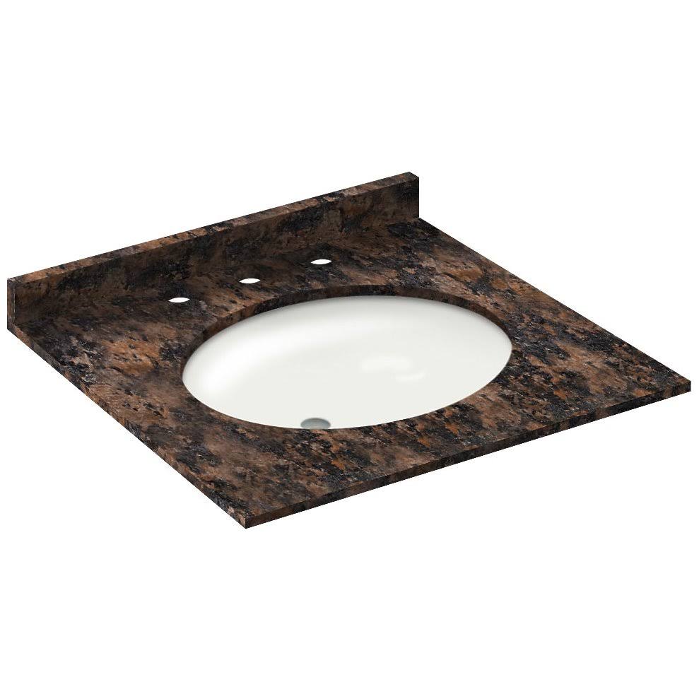 LessCare Baltic Brown Granite Vanity Top 25 in x 22 in with Backsplash 8 in Spread LGB25228