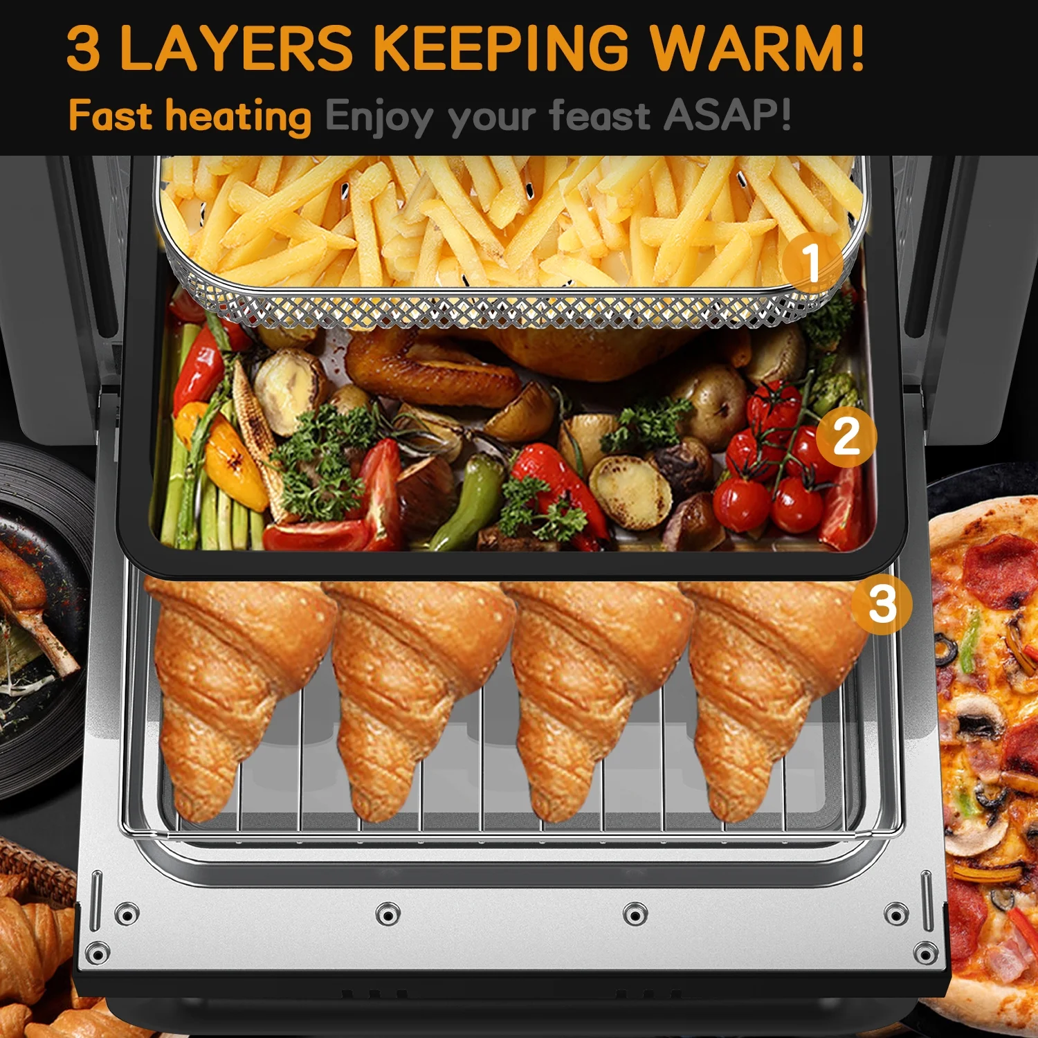20Qt/18L Air Fryer, 1300W Large Air Fryer Toaster Oven Combo, 5 in 1 Convection Oven Countertop, Healthy Oil-Free Hot Air Fryer, Temperature Control, Dishwasher Safe Non Stick Basket