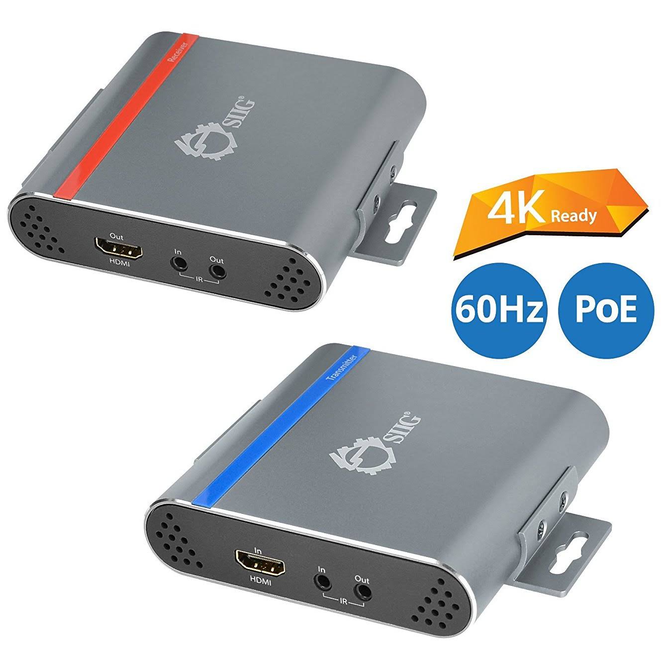 SIIG HDMI 4K HDBaseT Extender Over Single Cat5e/6 Cable with IR Control - A/V/Infrared Extender