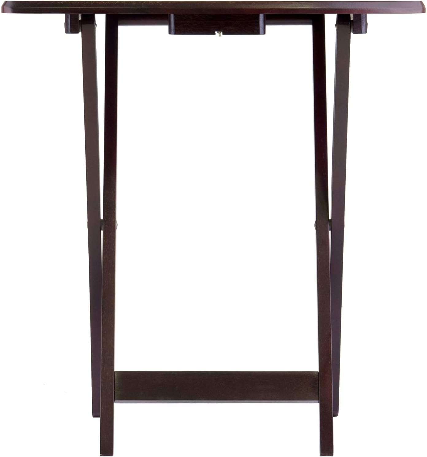 Folding Wooden Tray Table Portable, Lightweight and Functionality with No Assembly Required, Espresso Color, 15.75" D X 23.62" W X 25.51"