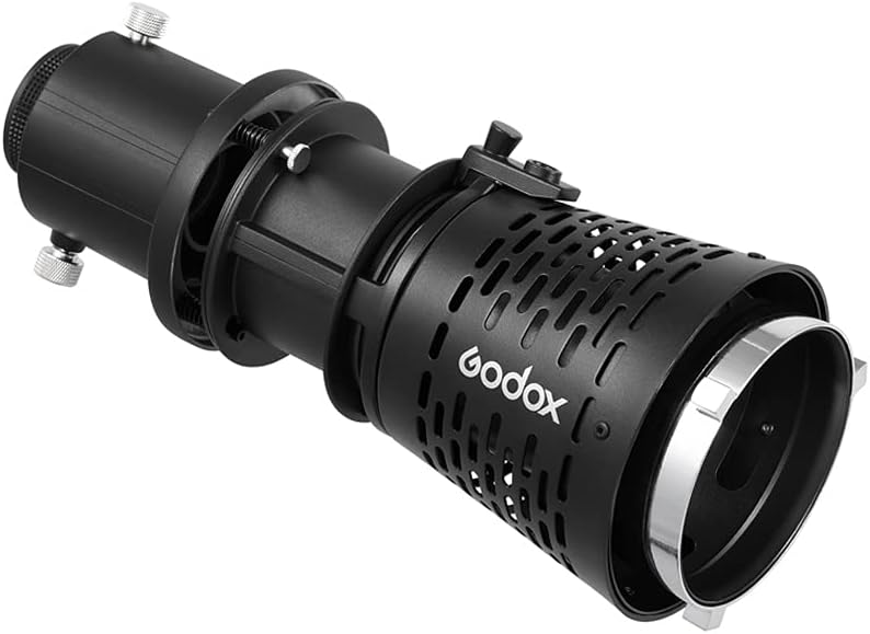 Godox SA-17 Bowens Mount Adapter with Godox SA-P Projection Attachment + SA-06 Iris Diaphragm + SA-09-001 GOBO Set + SA-10 GOBO Set Holder Create Theatrical Effect for Bowens Mount LED Video Light