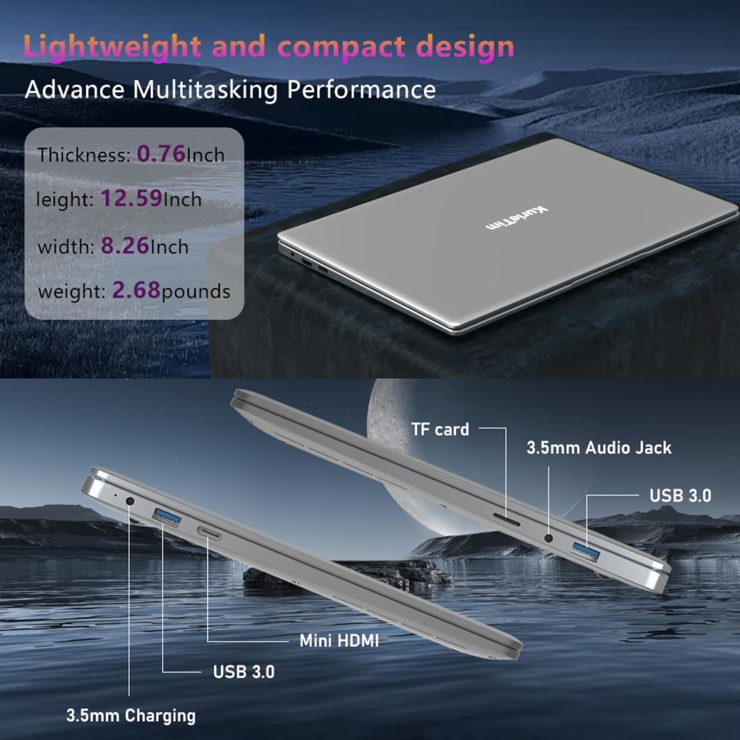 Laptop Computer 8GB DDR4 256GB SSD Quad-Core Intel Celeron J4105(Up to 2.5GHz), 14.1 inch 1080P FHD Traditional Laptops, WiFi, Webcam, USB3.0, Mini HDMI, Windows 11 Pro
