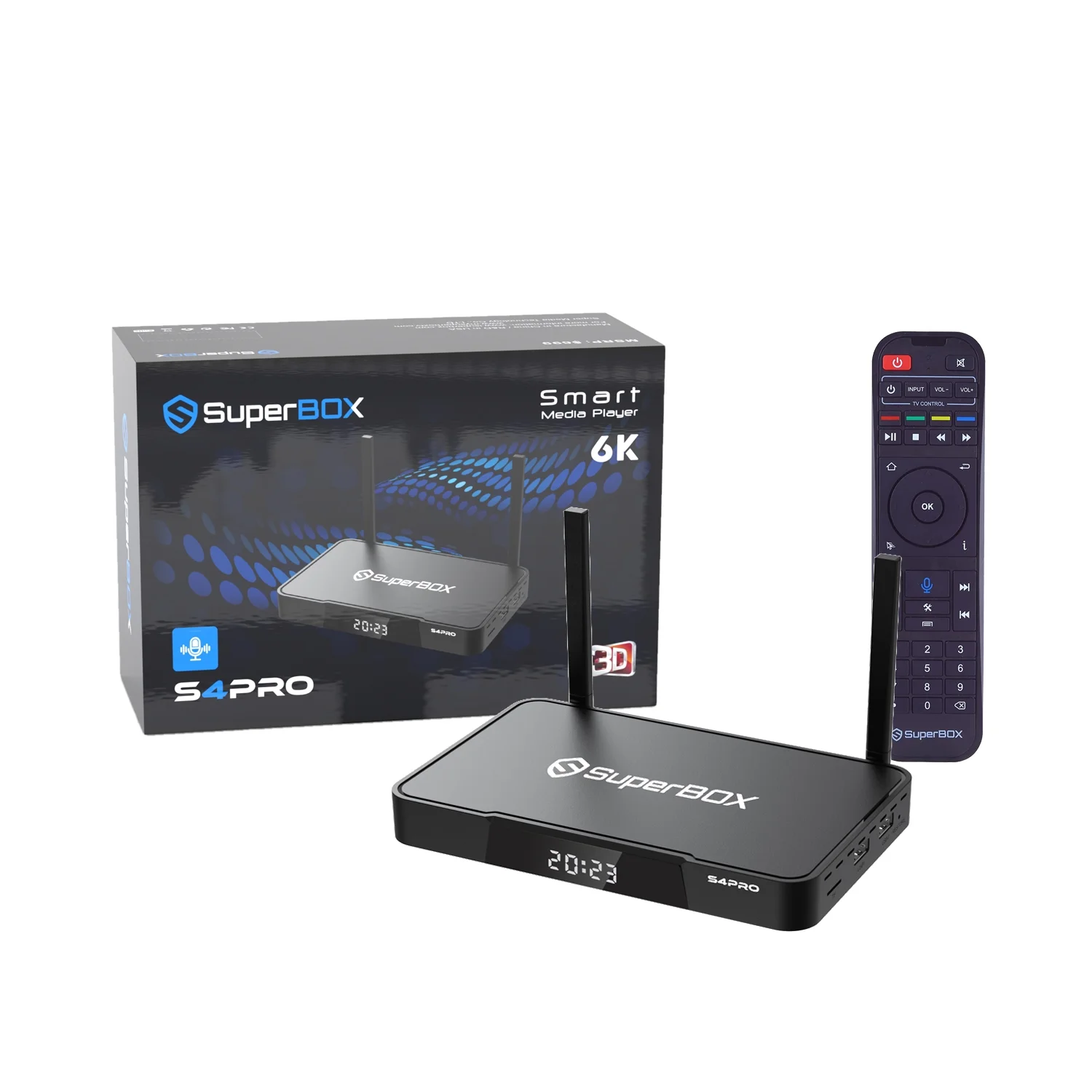 Authorized Seller 2024 Newest Version SUPERBOX S4 PRO 2G RAM + 32G ROM s4 pro Fully Loaded Voice Remote 64Gb flash driver 8k cable backlit keyboard