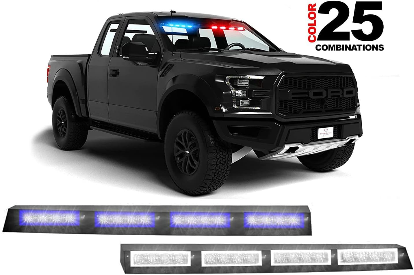Extreme Tactical Dynamics Elemental 40 Visor Light LED Strobe Visor Light Interior Windshield Light Bar Split Mount Emergency Lights - Blue/White