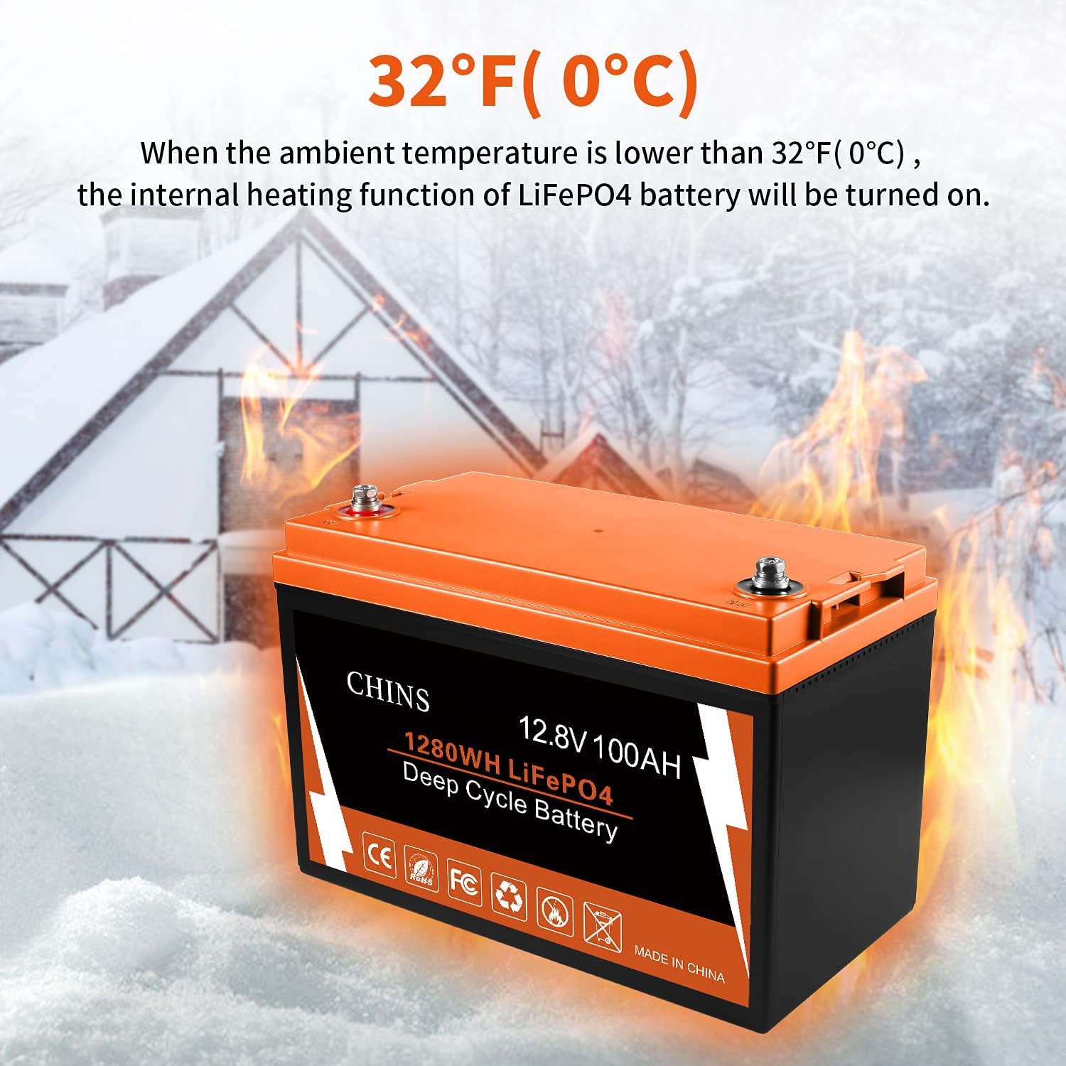 CHINS LiFePO4 Battery 24V 200Ah Lithium Battery - Built-in 200A BMS, 2000+ Cycles, Each battery Can Support 5120W Power Output, Perfect for RV, Home Storage and Off-Grid