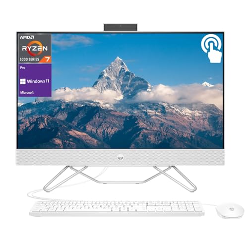 HP 27" FHD Touchscreen Ryzen 7 Business All-in-One Desktop, 27" FHD 1920*1080 Touchscreen, AMD Ryzen 7 5700U, 32GB DDR4 RAM, 1TB PCIe M.2 SSD, HDMI, Wired Keyboard&Mouse, Wi-Fi, Windows 11 Pro, White