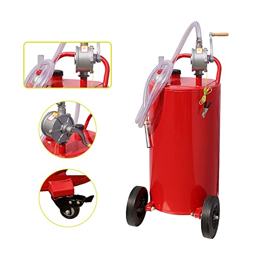 PartsFlow 35 Gallon Gas Caddy Fuel Tank Gasoline container Diesel portable gas tank w/pump Rolling & Solid Rubber Wheels for Weeder,Snow blower,Pickup truck,ATV,Water Scooter,Yacht,UTV,Motorcycle