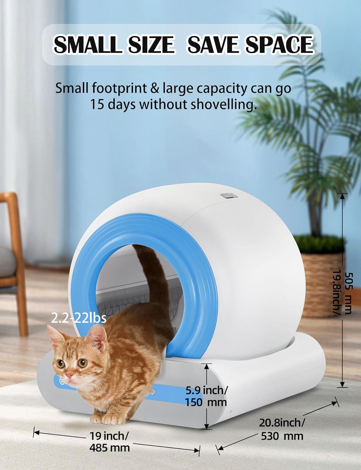 Self Cleaning Litter Box Automatic Cat Litter Box Self Cleaning with APP Odor Control Cat Litter Box Automatic Cleaning for Multiple Cats Families