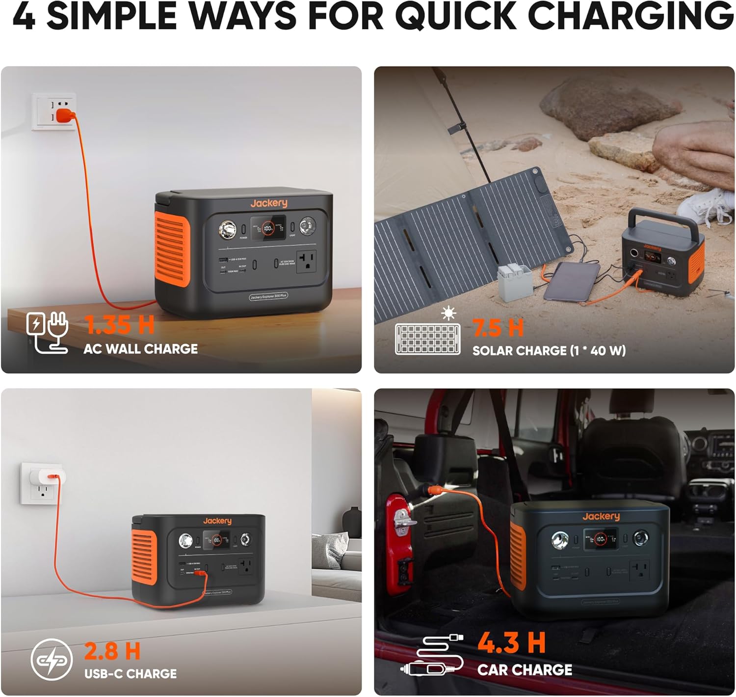 Jackery Solar Generator 300 Plus Portable Power Station with 40W Book-sized Solar Panel, 288Wh Backup LiFePO4 Battery, 300W AC Outlet, Only 5KG for RV, Outdoors, Camping, Traveling, and Emergencies