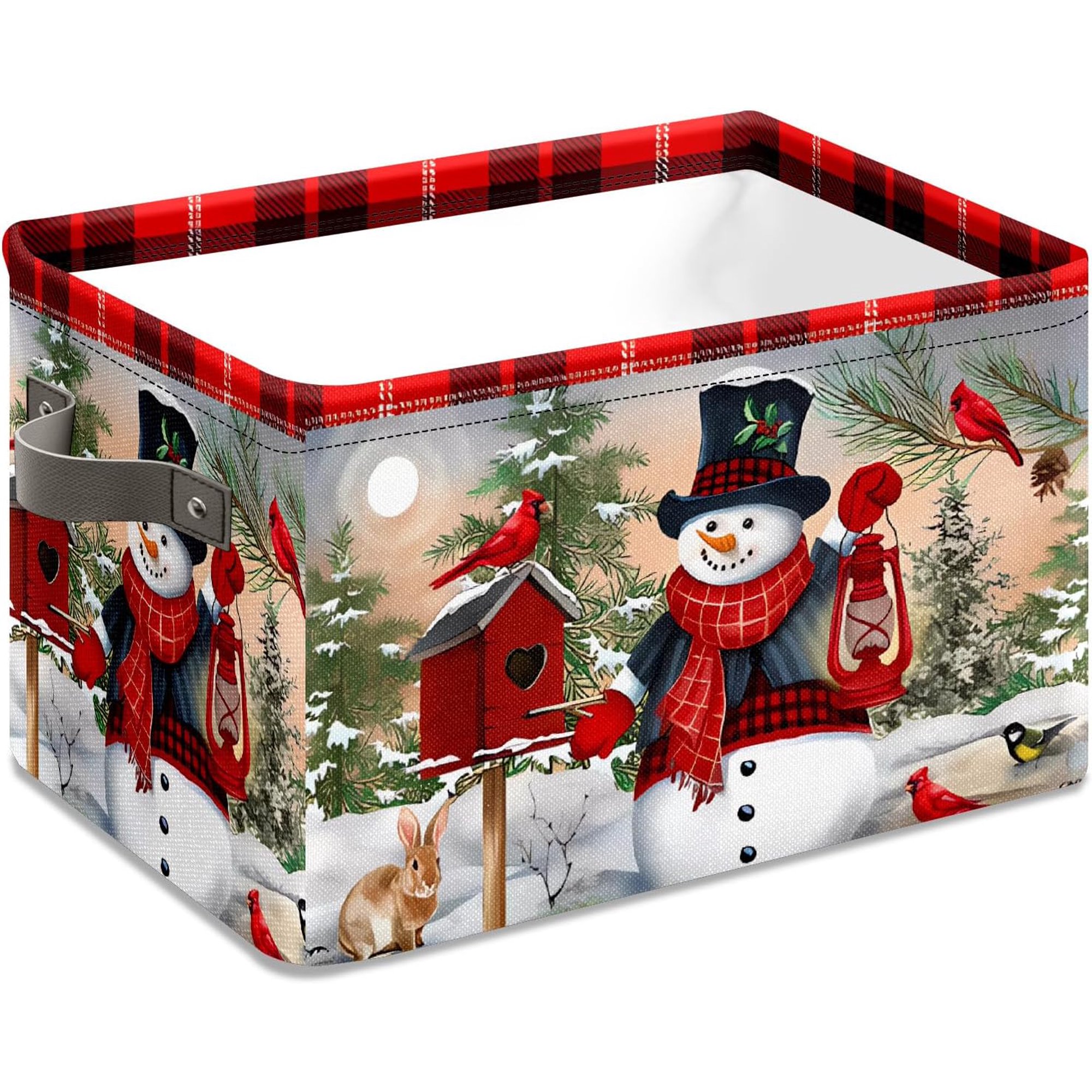 Stybn Christmas Snowman Foldable Baskets Storage Bins with Handles, Christmas Decorative Fabric Storage Basket Shelf baskets 2 2 count