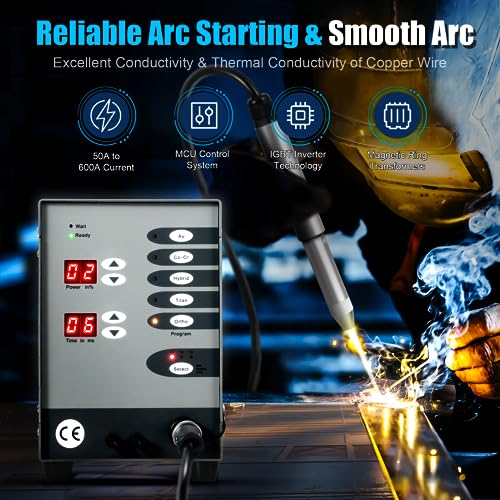 Jewelry Spot Welder Machine, 110V Portable Pulse Sparkle Spot Welder, 600W 80A Electric Spot Welder with Foot Pedal, Adjustable Permanent Jewelry Welder Kit for Rapid Welding of Gold Silver Iron