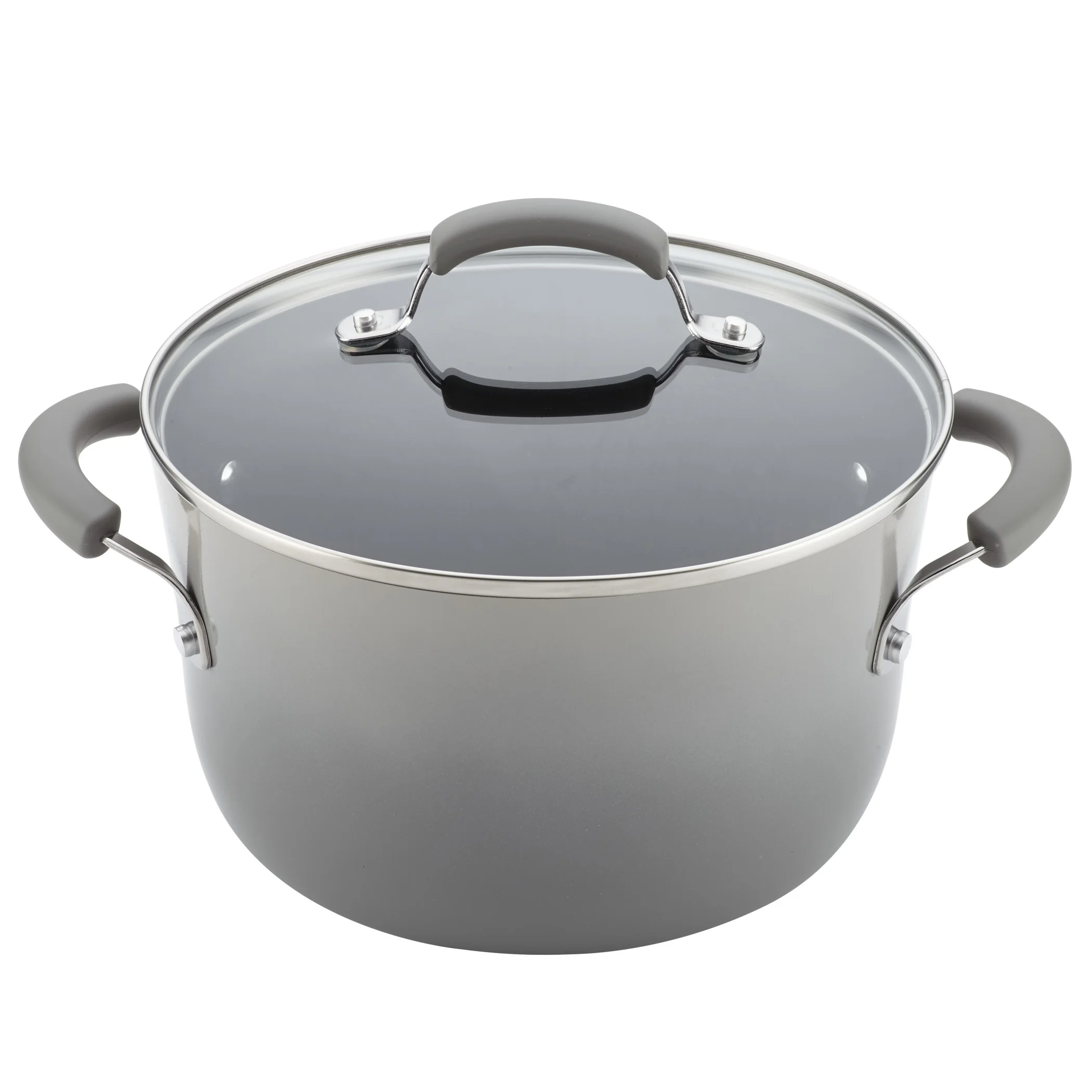 Rachael Ray Classic Brights 14 Piece Porcelain Nonstick Pots and Pans Set, Sea Salt Gray