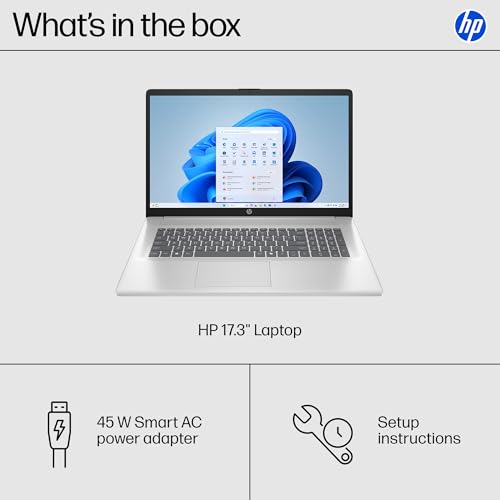 HP 17.3 inch Laptop, FHD Display, Intel Core i5-1334U, 16 GB RAM, 512 GB SSD, Intel Iris Xe Graphics, Windows 11 Home, Natural Silver, 17-cn3399nr