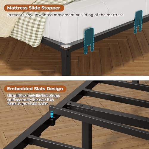 DICTAC Corner Full Bed Frame with 2 Storage Drawers and Charging Station Full Size Platform Bed Frame with Led Lights and Upholstered Guardrail Daybed for Living Room, Bedroom and Guest Room, Gray