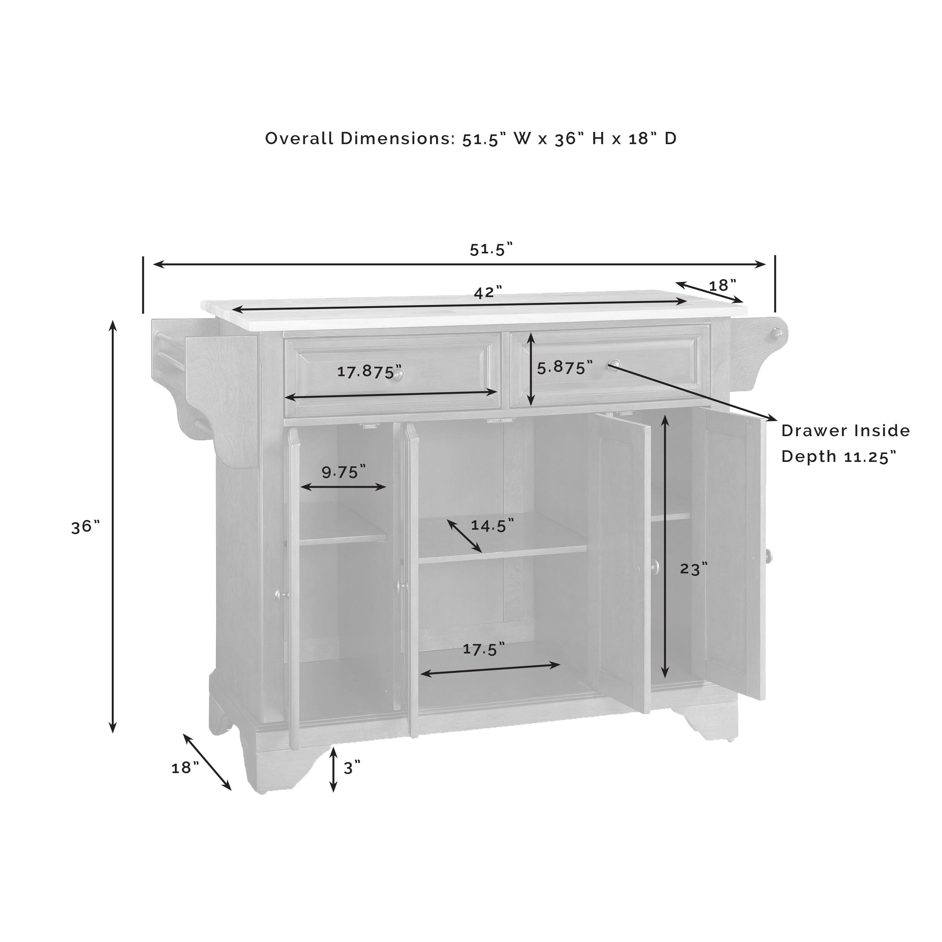 Crosley Lafayette Granite Top Full Size Kitchen Island/Cart, White
