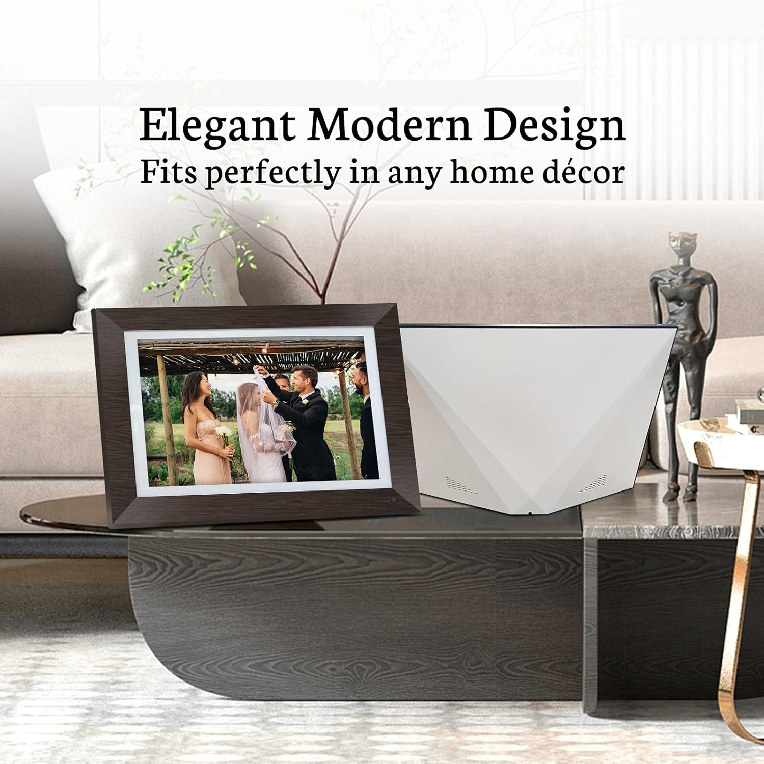 BSIMB Digital Picture Frame IPS Display, Wall-Mountable Electric Photo Frame with Remote Control, Place in Landscape&Portrait, Gift for Mother's Day