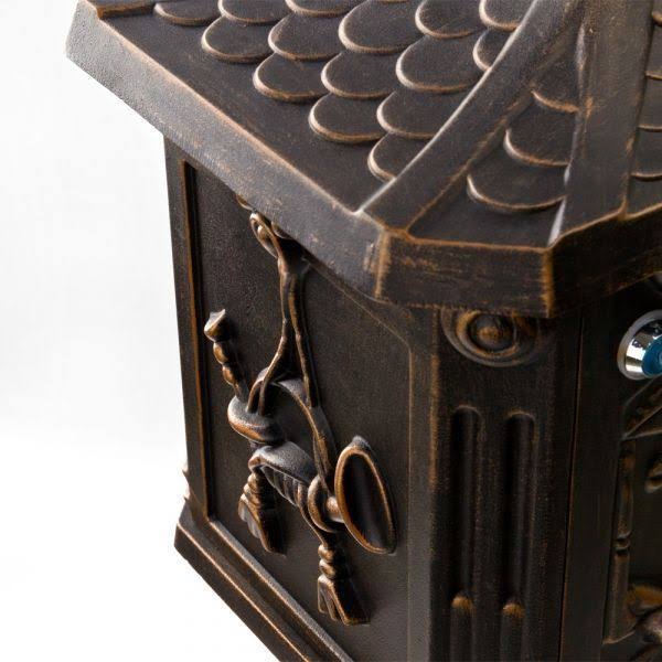 Heavy Duty Mailbox Postal Box Security Cast Aluminum Vertical Pedestal Brown 12404