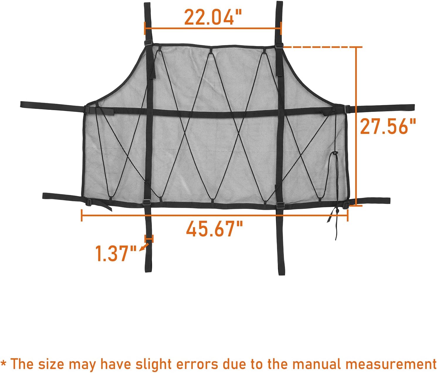 Hooke Road JKU Attic Overhead Storage Cargo Net Compatible with Jeep Wrangler JK Unlimited 4-Door 2007-2018