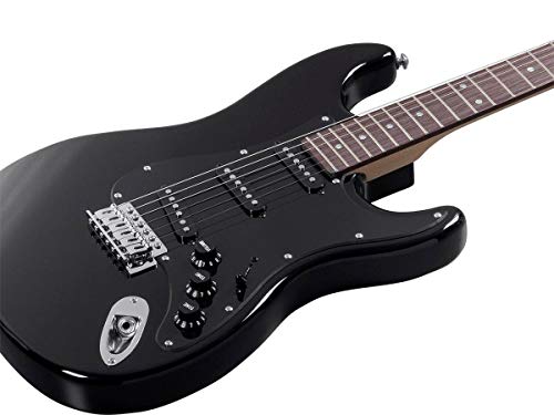Monoprice Cali Classic Electric Guitar - Black, 6 Strings, Double-Cutaway Solid Body, Right Handed, SSS Pickups, Full-Range Tone, With Gig Bag, Perfect for Beginners - Indio Series
