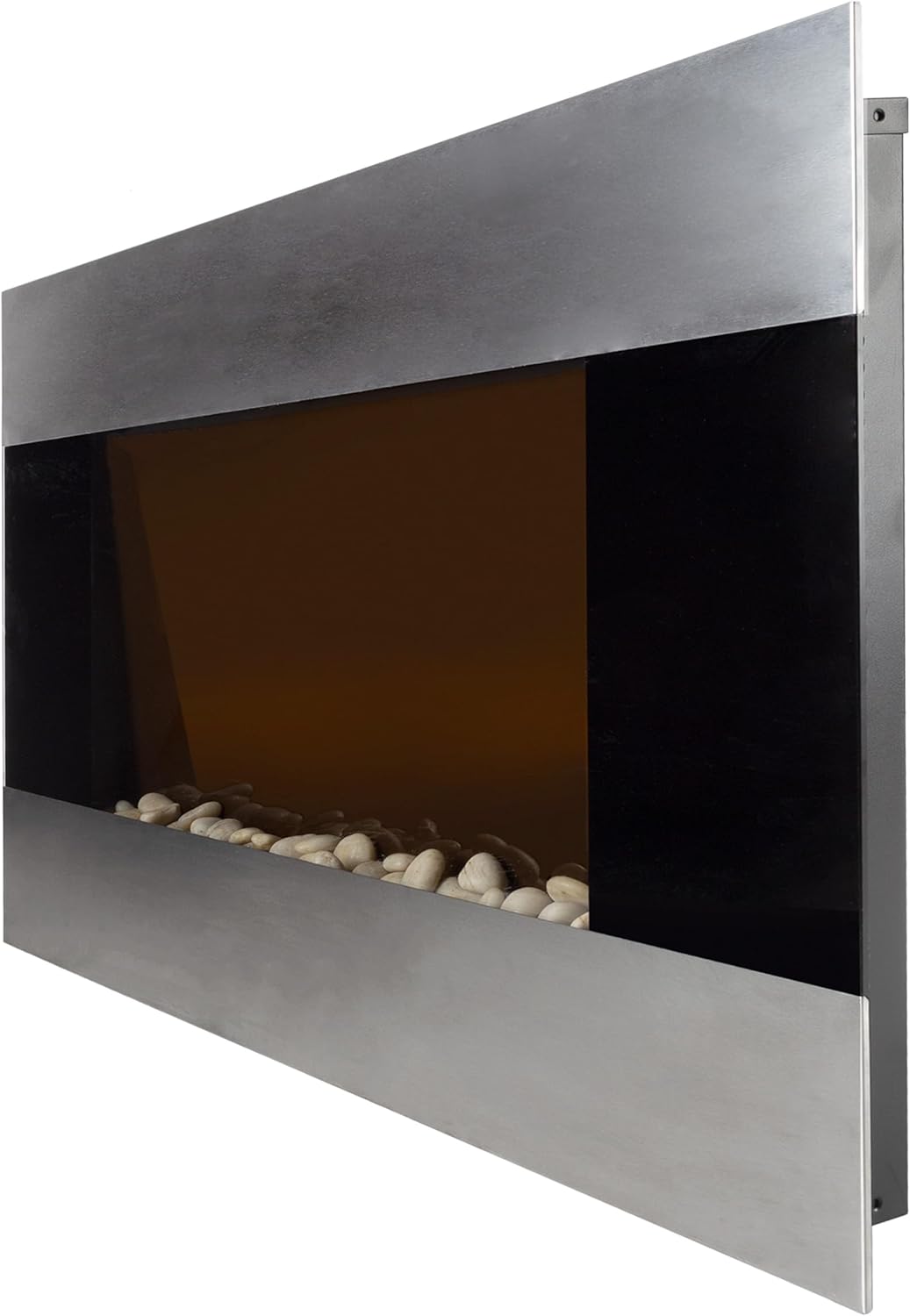 36-Inch Wall Mounted Electric Fireplace - Modern Stainless-Steel Fireplace with Floor Stand, Remote, and Adjustable Heat and Brightness by Northwest