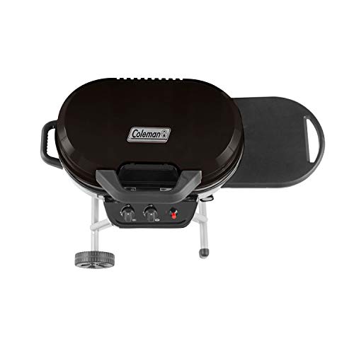 Coleman RoadTrip 225 Portable Stand-Up Propane Grill, Gas Grill with Push-Button Starter, Folding Legs & Wheels, Side Table, & 11,000 BTUs of Power for Camping, Tailgating, Grilling & More