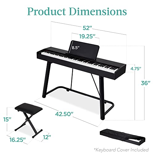 Best Choice Products 88-Key Weighted Full Size Digital Piano, Electronic Keyboard Set for All Experience Levels w/U-Stand, 3 Sustain Pedal Unit, Stool, Keyboard Cover, 2 Headphone Jacks