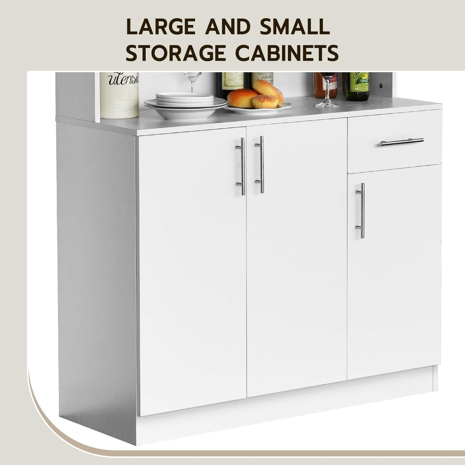 Kitchen Pantry Cabinet, 71” Pantry Storage Cabinet, Large Freestanding Tall Kitchen Hutch Storage Cabinet with 6 Doors and Drawer for Kitchen Dining Room, White