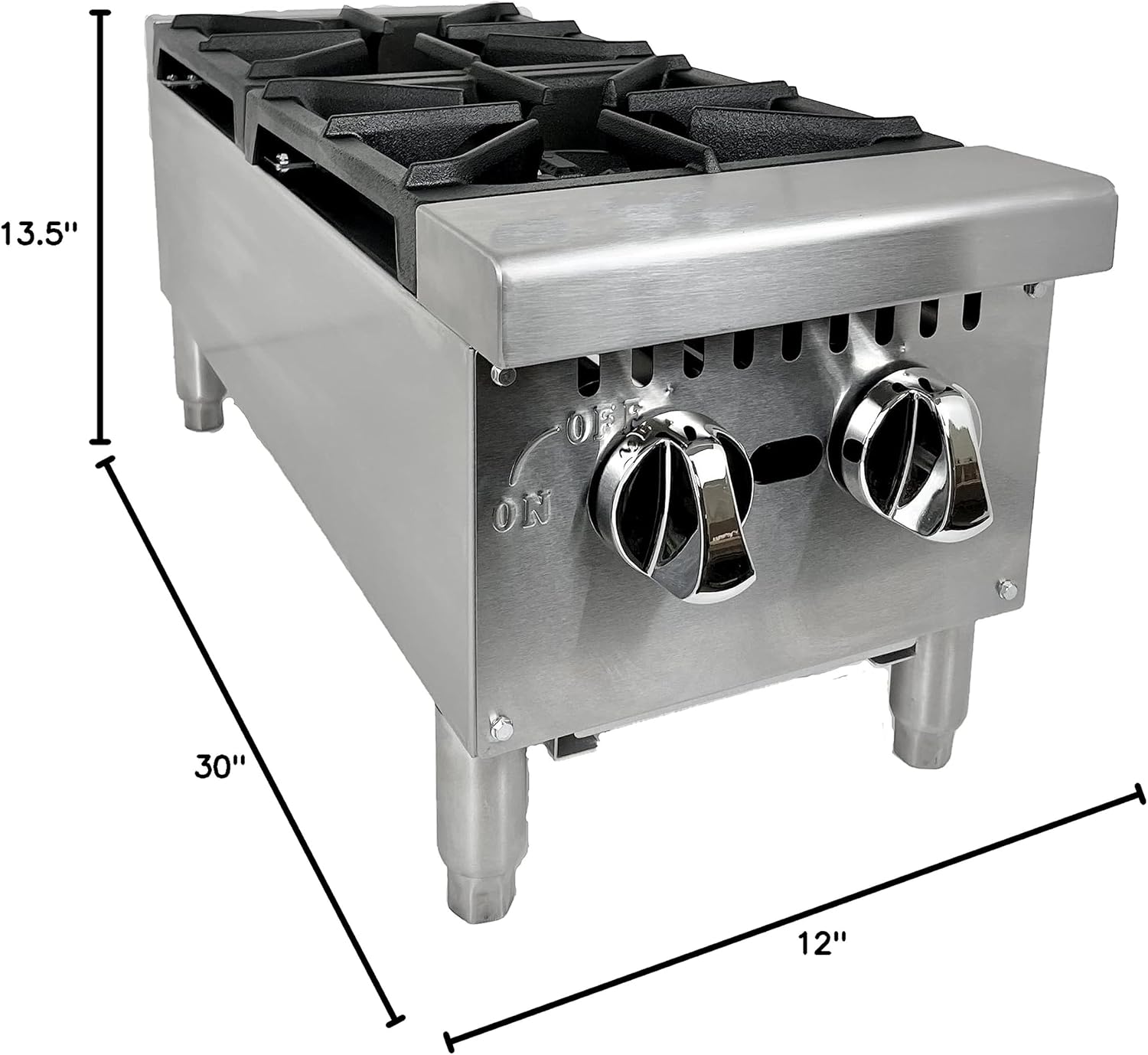 FSE 12-Inch Commercial Heavy Duty Countertop Gas Hotplate/Range with Two Burners, 50,000 BTU (CULCTH12NG)