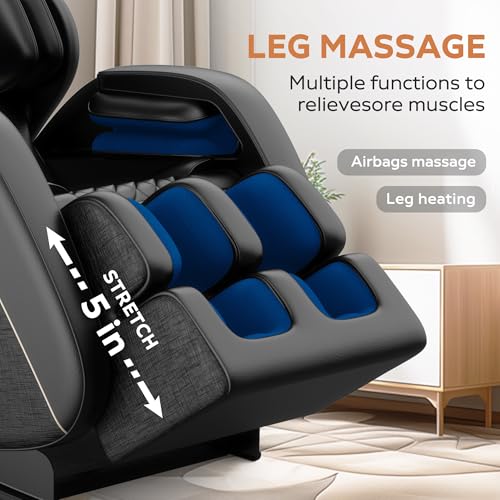 Luxury Zero Gravity Full-Body Massage Chair with Heating, Bluetooth Audio, and Foot Rollers - Home Relaxation Recliner (Velvet Black)