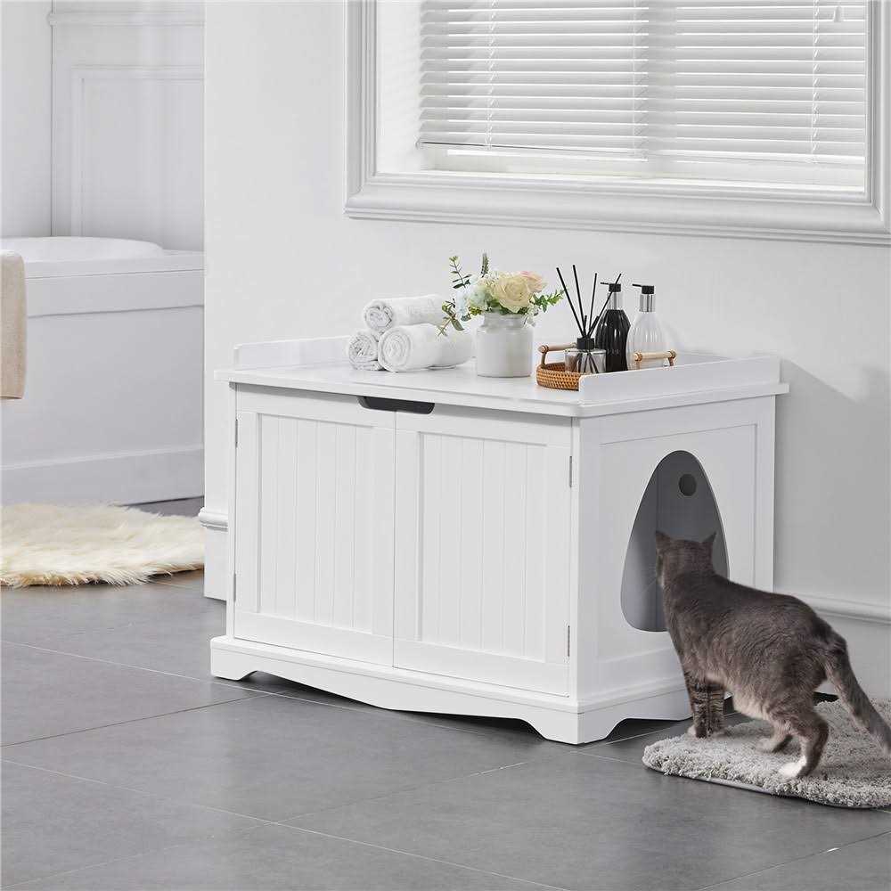 Yaheetech Cat Litter Box Enclosure Wooden Storage Side Table - Pet Supplies online store