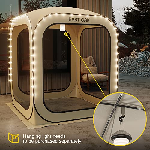 EAST OAK Screen House Tent Pop-Up, Portable Screen Room Canopy Instant Screen Tent 10 x 10 FT with Carry Bag for Patio, Backyard, Deck & Outdoor Activities, Beige