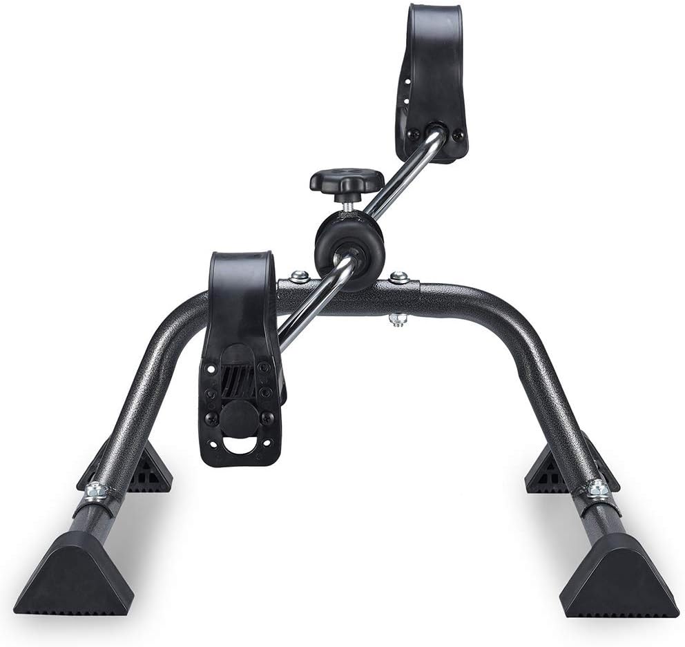 Medical Folding Pedal Exerciser,Portable Exercise Bike Chrome Frame Exercise Pedals For Arms And Legs Workout Under Desk Mini Cycle Bike Black 120kg Support
