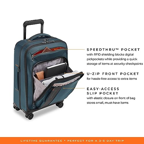 Briggs & Riley Domestic 22" Carry On Expandable Spinner - Luggage for Travel, Suitcases with Wheels, Softside Rolling Bag for Men & Women, Self-Repairing Zipper - ZDX Collection, Hunter