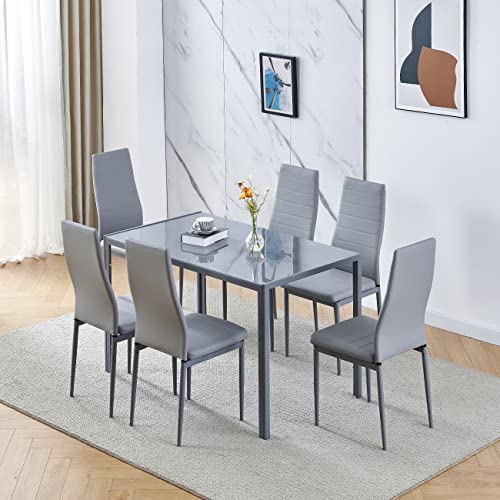 2-Tier Glass Dining Table for 4-6, Modern Rectangular Kitchen Table with Storage Shelf and Chrome Legs, 47.2¡± Rectangle Dining Room Table Dinette Table for Home Restaurant, Clear