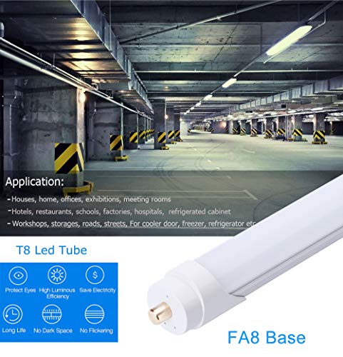 Single Pin T8 96" 8ft LED Tube 45W, 8' LED Fluorescent Tube Replacement,AC 85V 277V Input, 5000K Super Bright White,4500LM Frosted Lens Cover Super Bright 25-Pack… (25 Pack Frosted Cover)