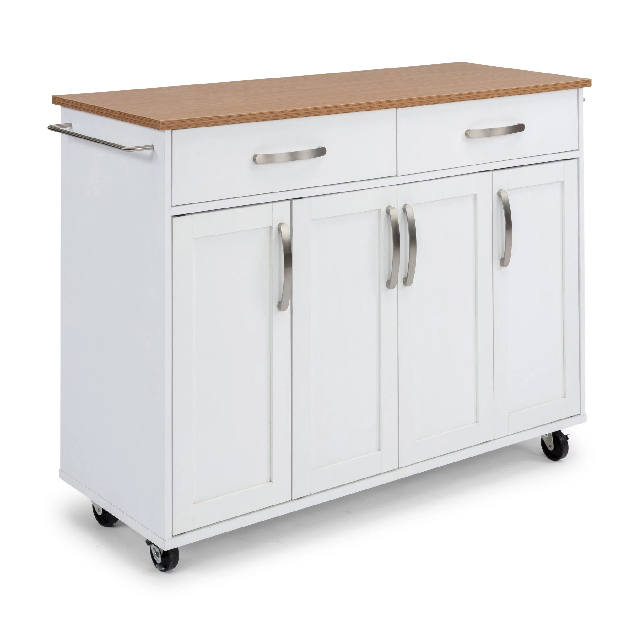 Homestyles Storage Plus Off White Wood Kitchen Cart