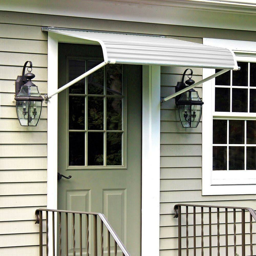 NuImage Awnings 5 ft. 1100 Series Door Canopy Aluminum Awning (12 in. H x 42 in. D) in White