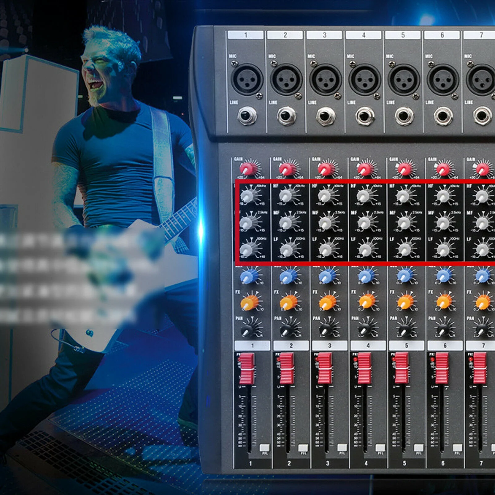 Fichiouy Pro 12Channel Audio Mixer Bluetooth USB DJ Sound Mixing Console Amplifier for Studio KTV