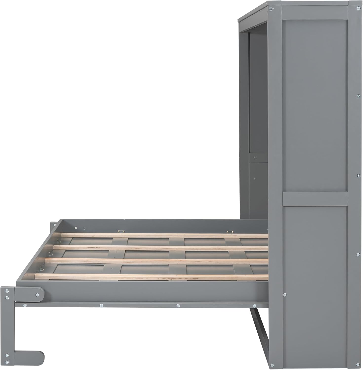 MERITLINE Full Size Murphy Bed Space-Saving Wall Bed for Multipurpose Guest Room or Home Office, Gray, HJH-LP664AAE