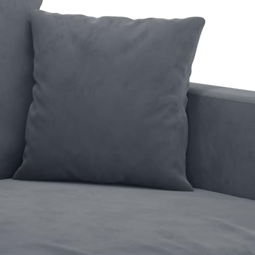 vidaXL 2-Piece Dark Gray Velvet Sofa Set with Thick Padded Seats and Back Pillows - Modern Design for Living Room Furniture
