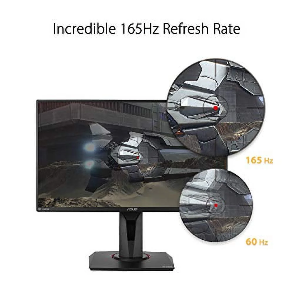 ASUS TUF Gaming VG259QR 24.5? Gaming Monitor, 1080P Full HD, 165Hz (Supports 144Hz), 1ms, Extreme Low Motion Blur, G-SYNC Compatible ready, Eye Care, DisplayPort HDMI, Shadow Boost, Height Adjustable