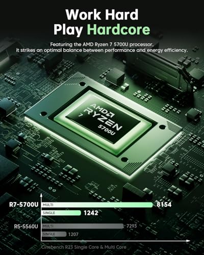 Laptop AMD Ryzen 7 5700U 15.6-in 16GB DDR4 512GB NVMe SSD AMD Laptops Notebook-Computer WiFi 6 Numeric Keypad HDMI Type-C 3.5mm Audio Webcam USB 3.2 Student Laptop