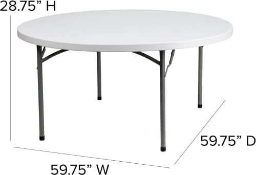 5 Pack! 72" Round Commercial Folding Table - Heavy-Duty White Plastic Folding Table for Events, Parties, Banquets and Weddings - Perfect for Indoor/Outdoor Use